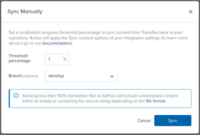 Transifex manual sync